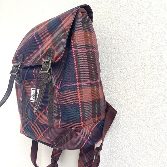 Herschel Supply Co. Retreat Mini Backpack Pink Purple Tartan Plaid Check - Picture 4 of 12